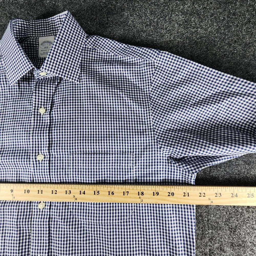 Lot of 2 Brooks Brothers 1818 Regent Fit Gingham Dress Shirts 15.5 32/33 Blue - Picture 13 of 15